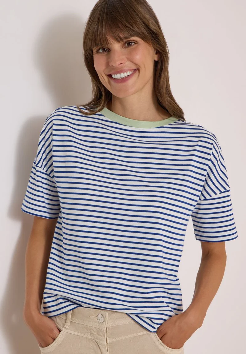 T-Shirt mit Streifen und Kontrastdetail