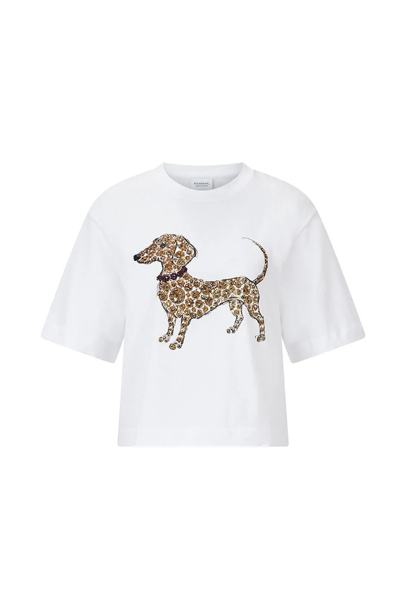 Gentle Fit T-Shirt with Dog Print