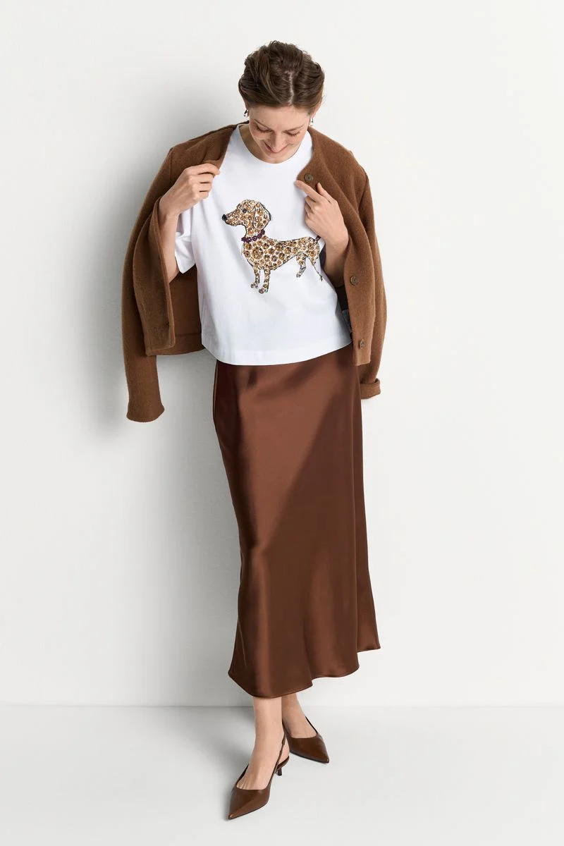 Gentle Fit T-Shirt with Dog Print