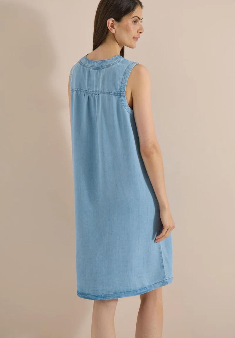 Knielanges Kleid aus Lyocell mit V-Neck