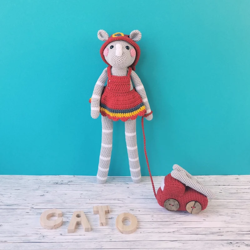 Feuerwehr-Nashörner Charlie & Cato – Häkelpaket – Mrs. Milly