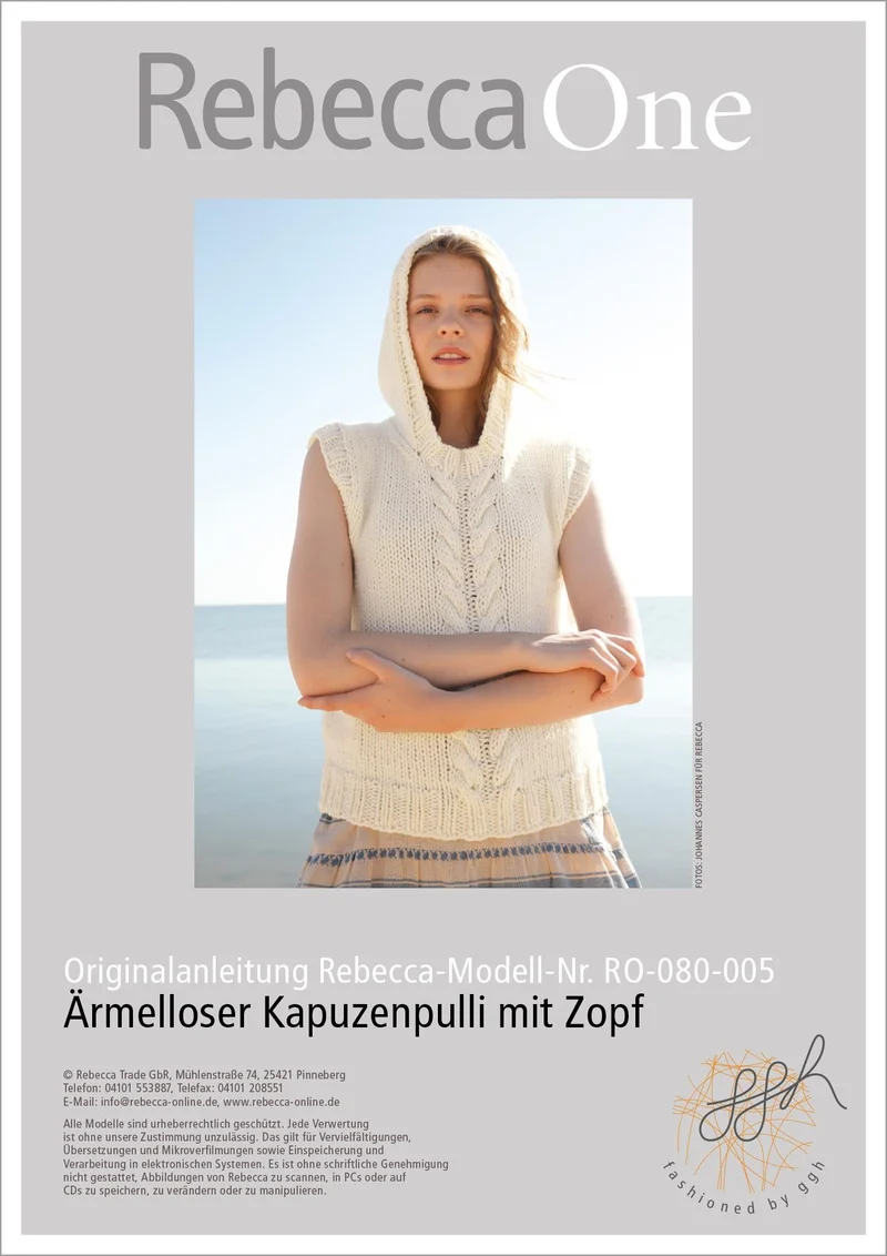 Anleitung - Ärmelloser Kapuzenpulli mit Zopf