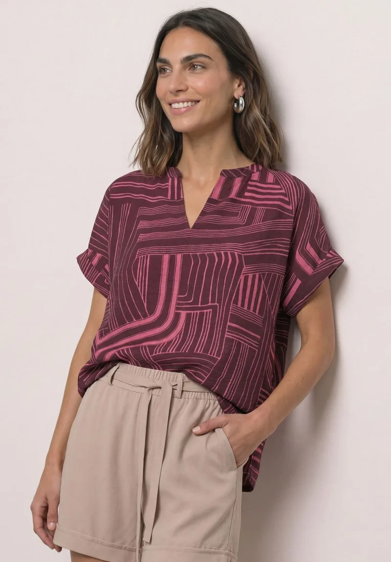 Dropped Shoulder Shirt mit Split Neck