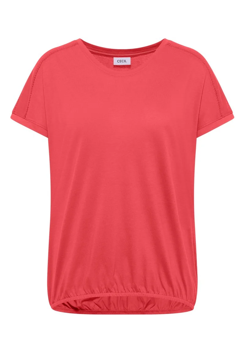 T-Shirt mit V-Neck und Spitzendetail