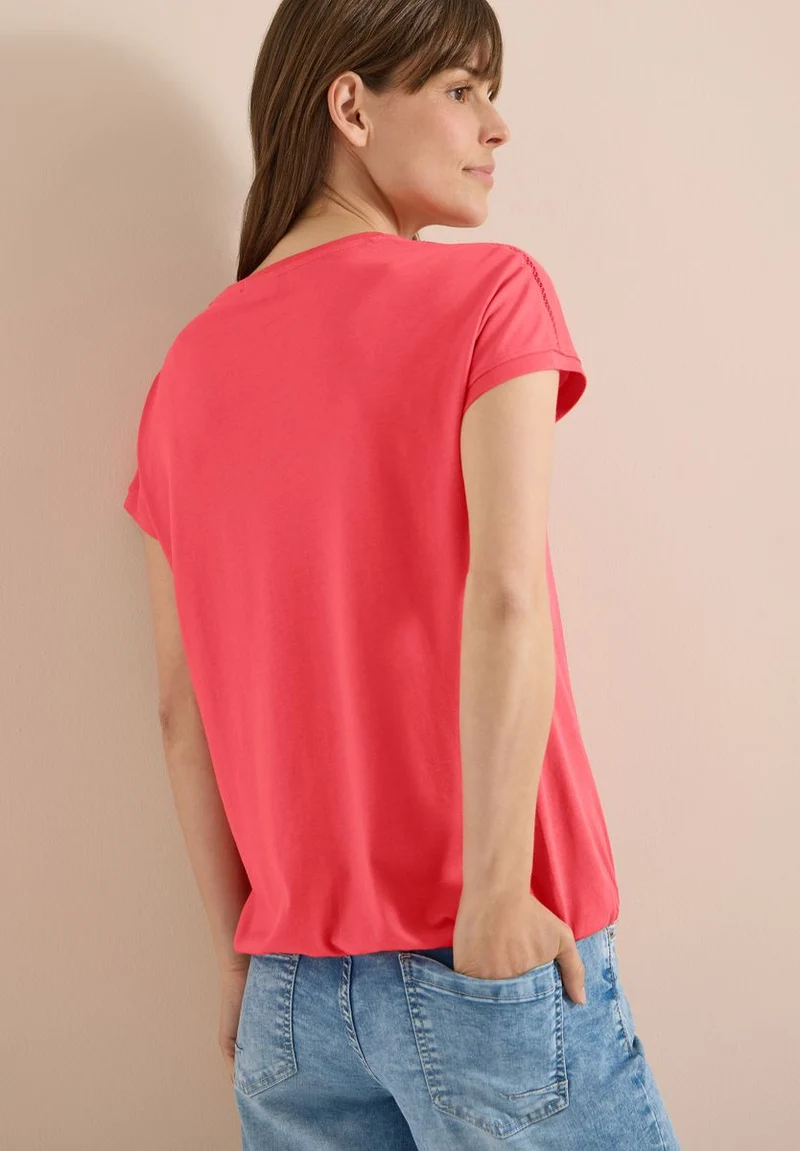 T-Shirt mit V-Neck und Spitzendetail