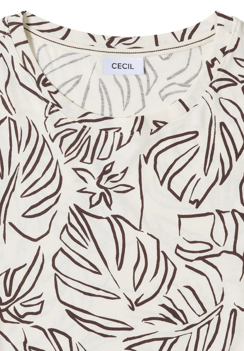 T-Shirt mit Rundhals und Blätterprint