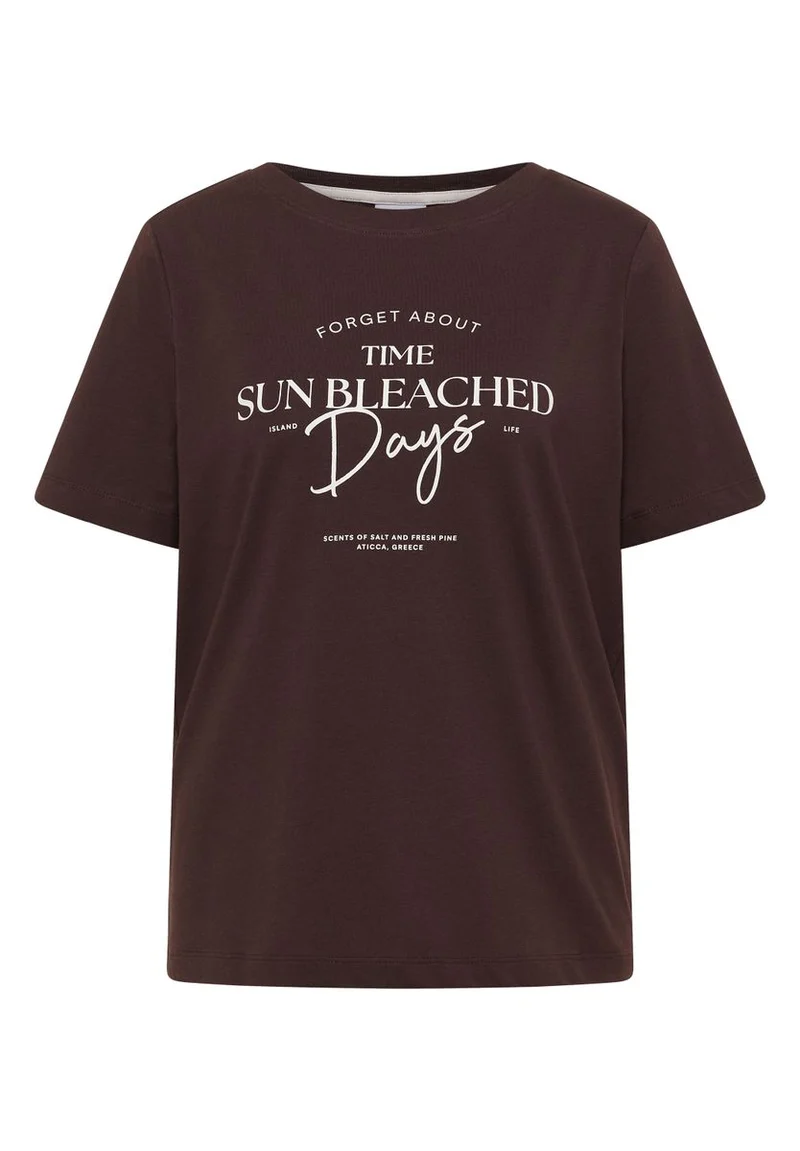 T-Shirt mit Boat Neck und Wording Artwork