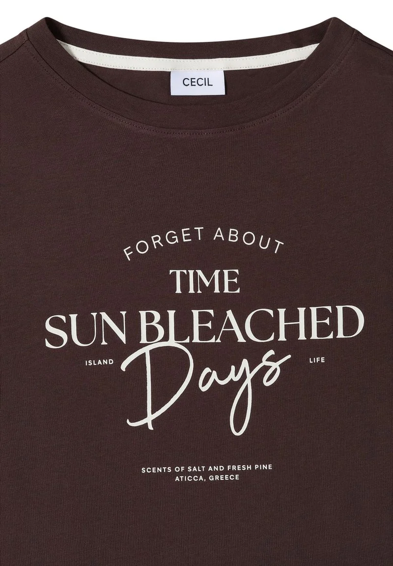 T-Shirt mit Boat Neck und Wording Artwork