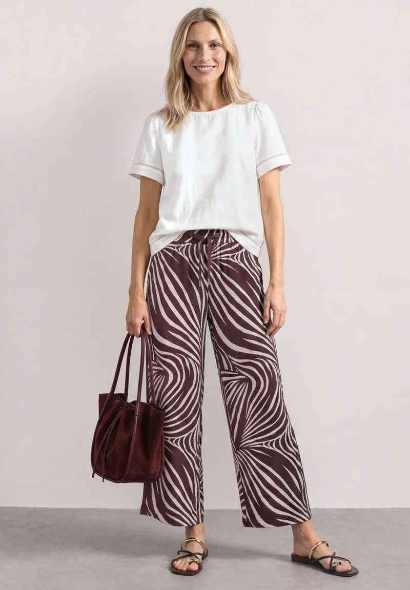 Wide Leg Hose mit Print und Gallonstreifen