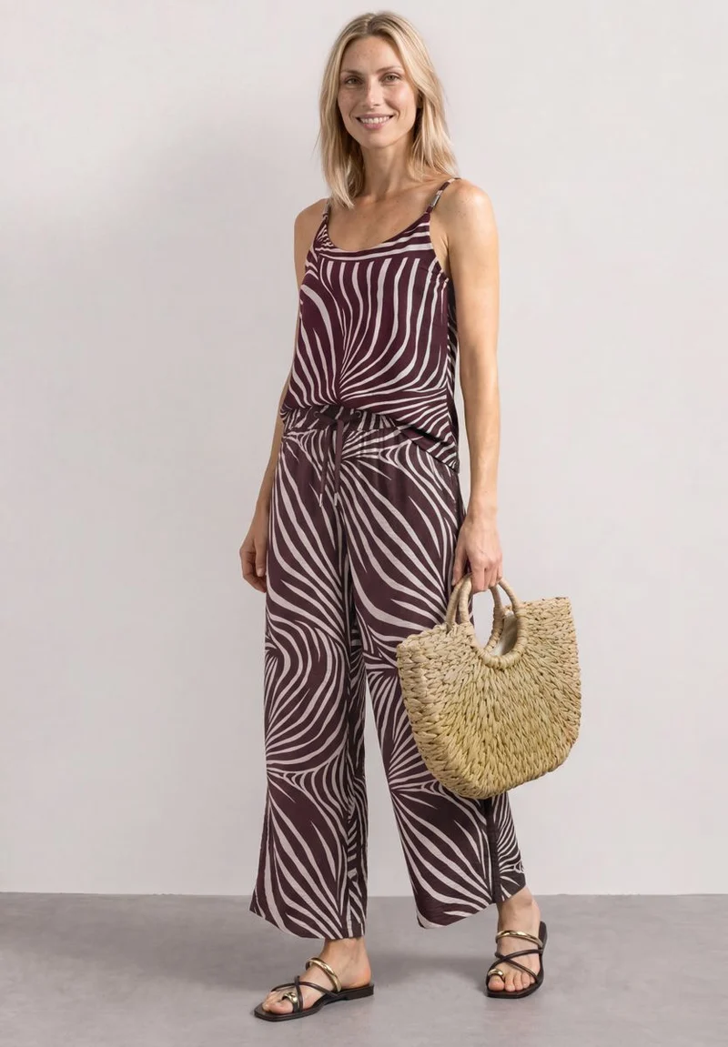 Wide Leg Hose mit Print und Gallonstreifen
