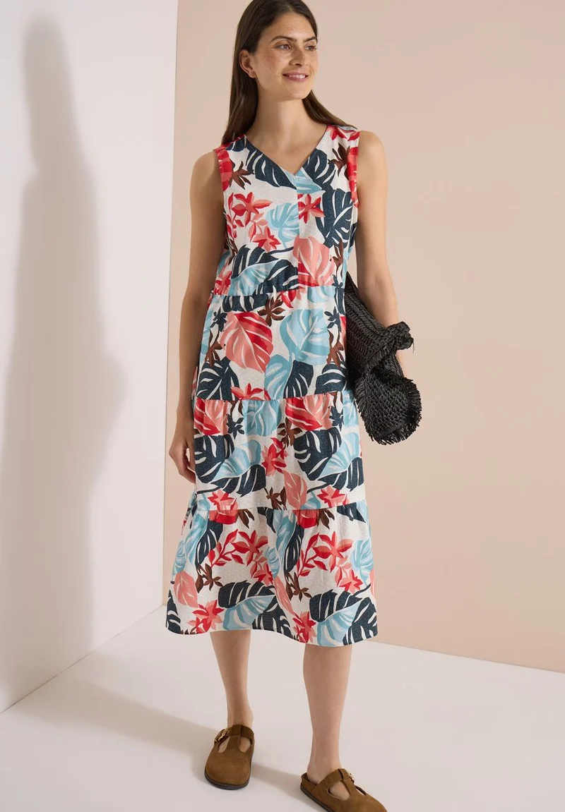 Midikleid mit V-Neck und Print