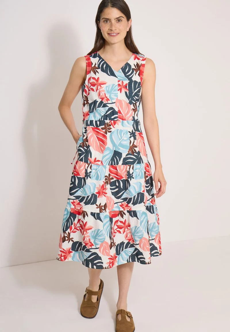 Midikleid mit V-Neck und Print