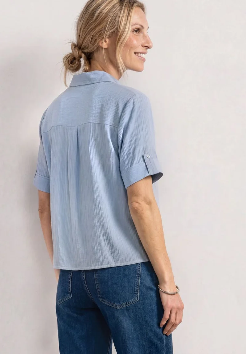 Kurzarm Hemdbluse mit Turn-Up-Details