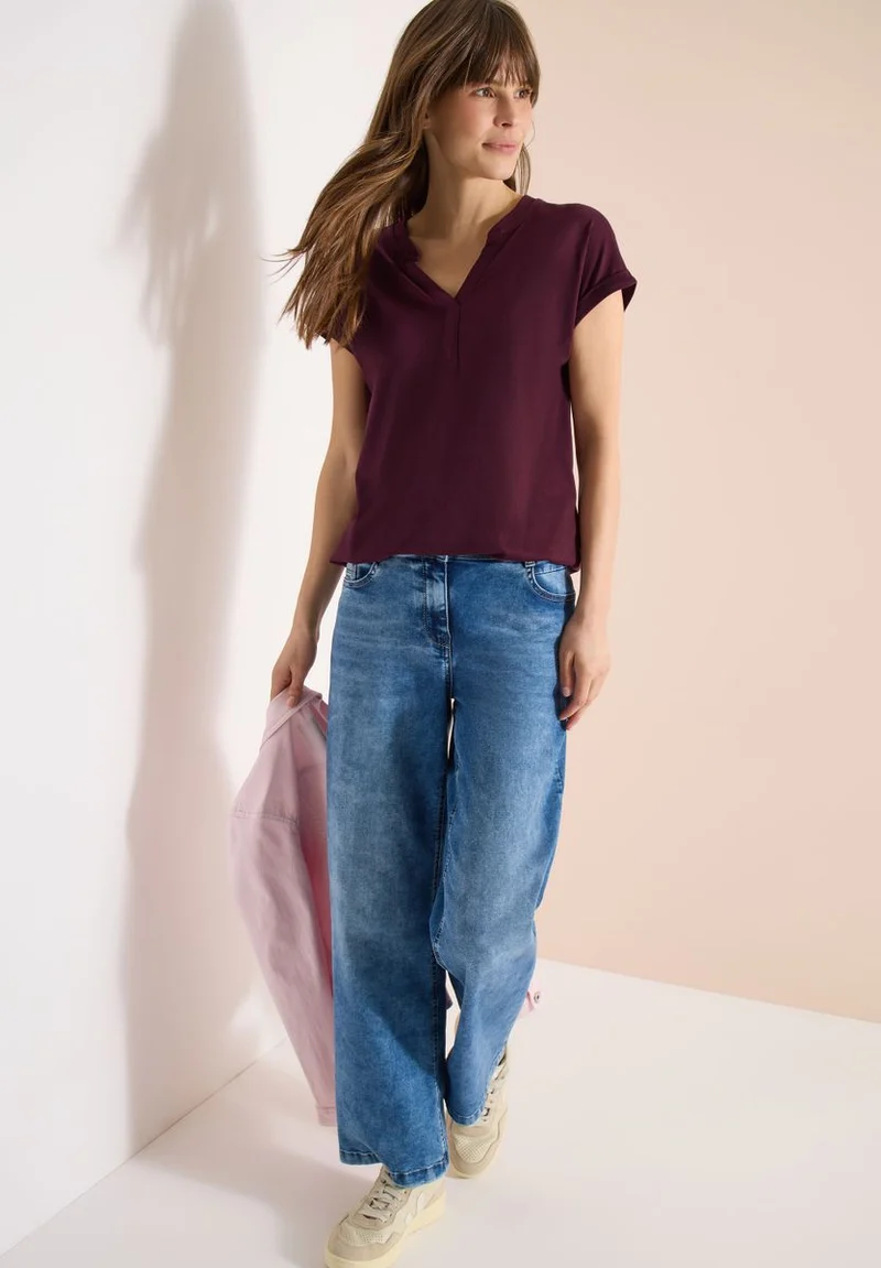 Shirt mit Split Neck im Tunika-Look