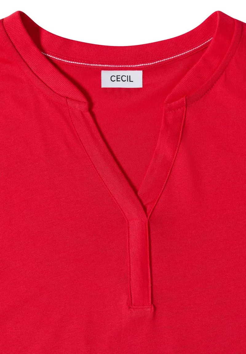 Shirt mit Split Neck im Tunika-Look