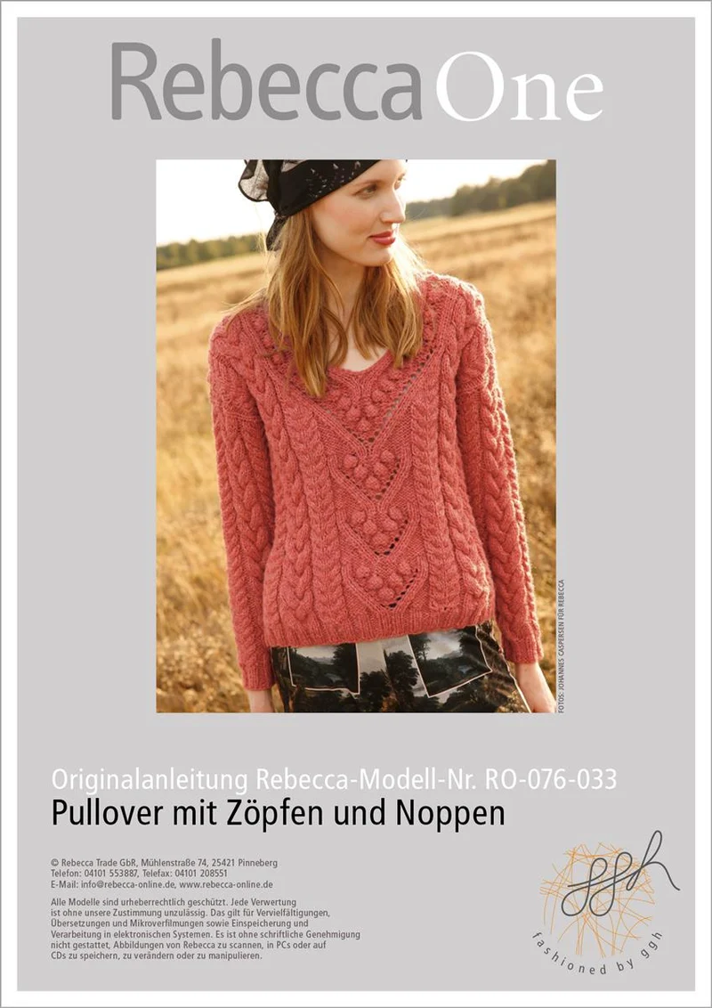 Strickanleitung - Pullover mit Zöpfen und Noppen
