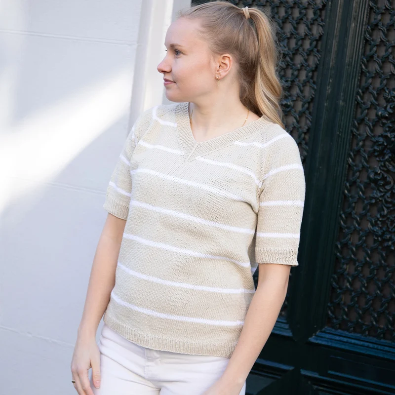 Strickpaket „Sommerpullover mit V-Ausschnitt“
