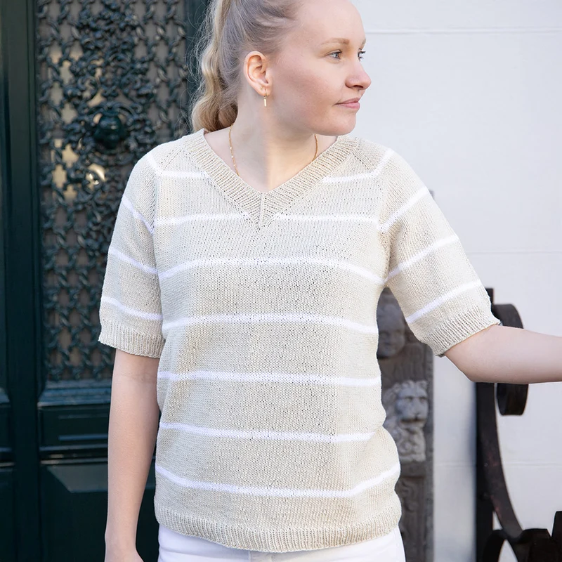 Strickpaket „Sommerpullover mit V-Ausschnitt“