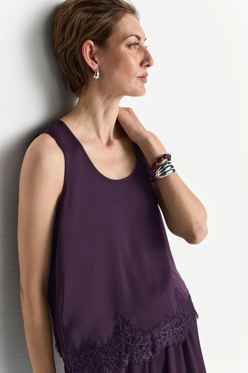 Satin Top with Lace