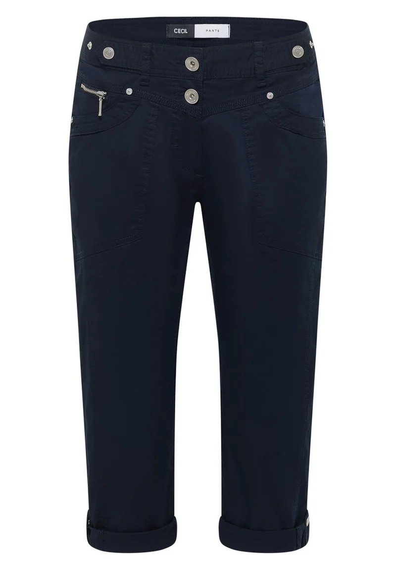 Mid Waist Slim Leg Hose mit Turn-Up