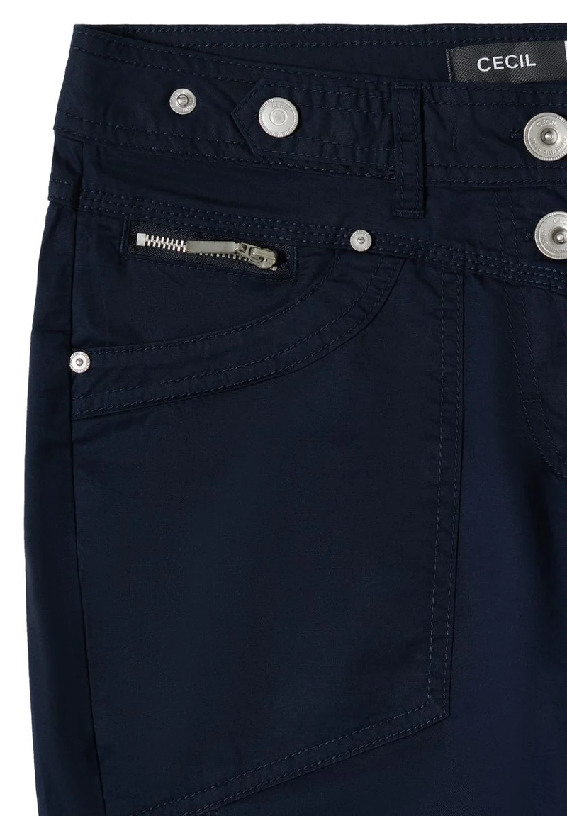 Mid Waist Slim Leg Hose mit Turn-Up