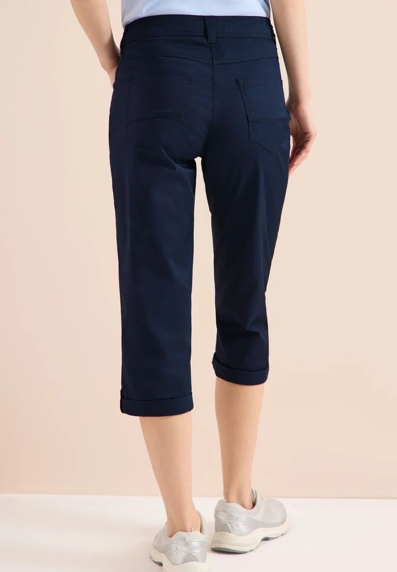 Mid Waist Slim Leg Hose mit Turn-Up