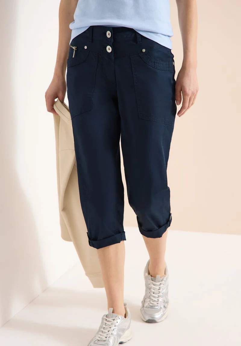 Mid Waist Slim Leg Hose mit Turn-Up