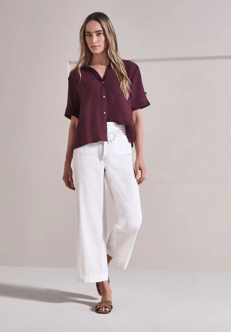 Kurzarm Hemdbluse mit Turn-Up-Details
