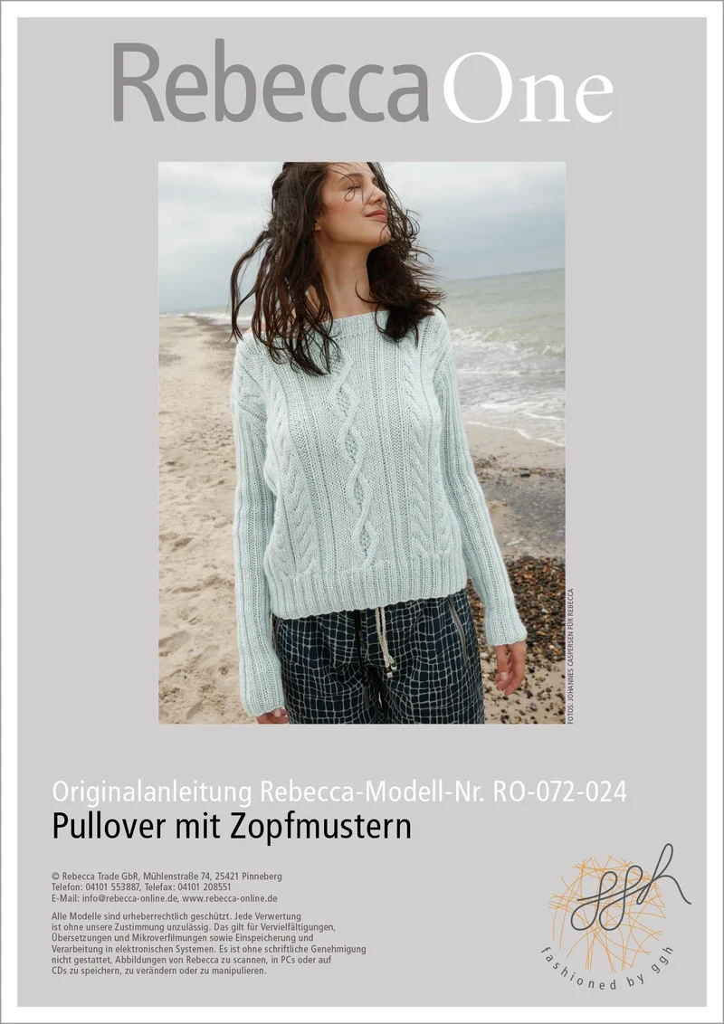 Strickanleitung - Rippenpullover mit Zopfmustern