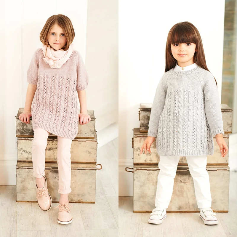 Strickanleitung Stylecraft Special DK Nr. 9399: Mädchenkleid und Tunika
