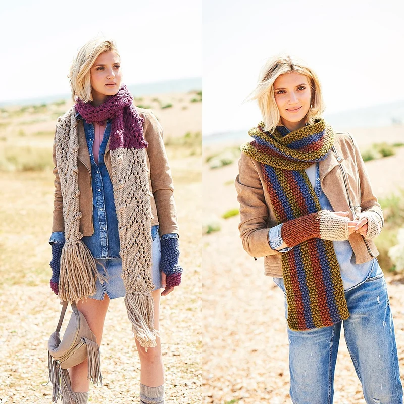 Strickanleitung Stylecraft Life Super Chunky Nr. 9734: Schals und Handstulpen