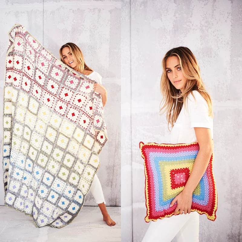 Häkelanleitung Stylecraft Life DK Nr. 9559 Decke und Kissen