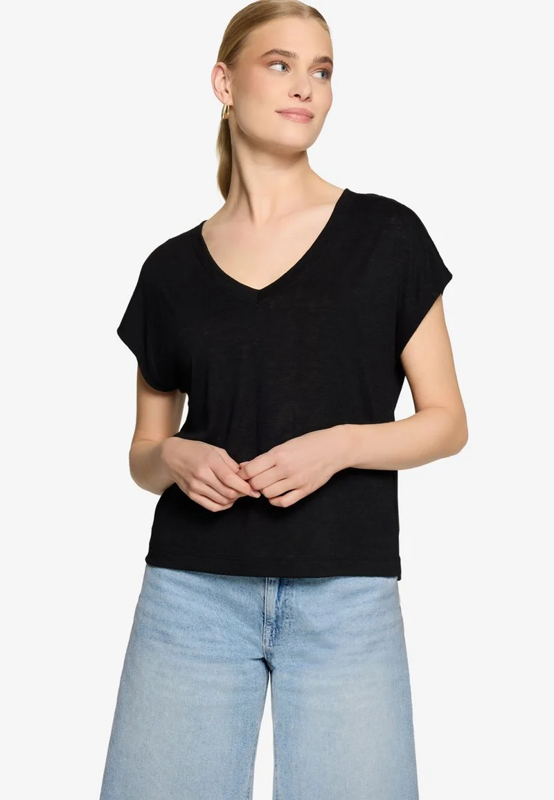 Basic-T-Shirt mit V-Ausschnitt