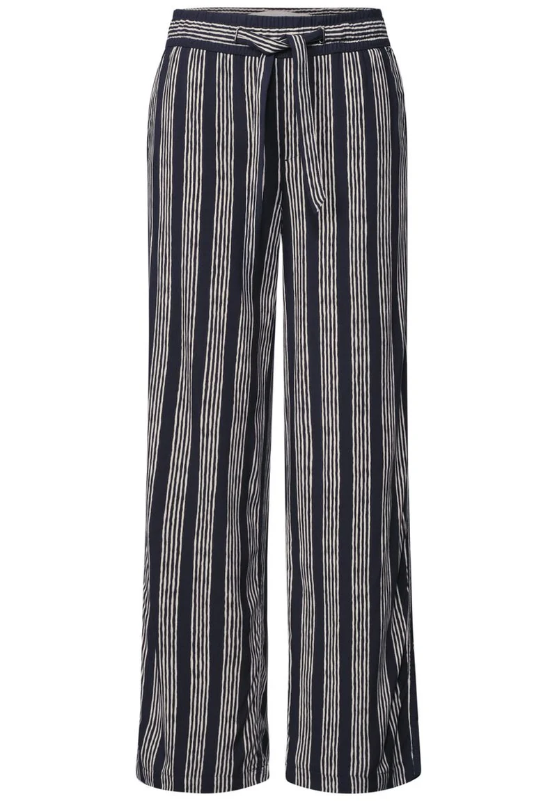 Mid Waist Wide Leg Hose mit Streifen
