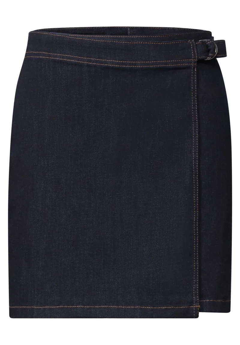 Kniefreier Denim Rock in Wickeloptik