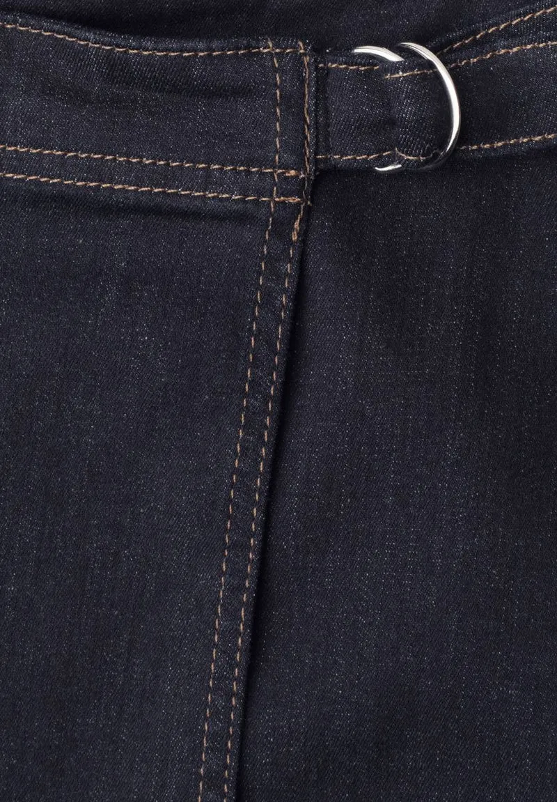 Kniefreier Denim Rock in Wickeloptik