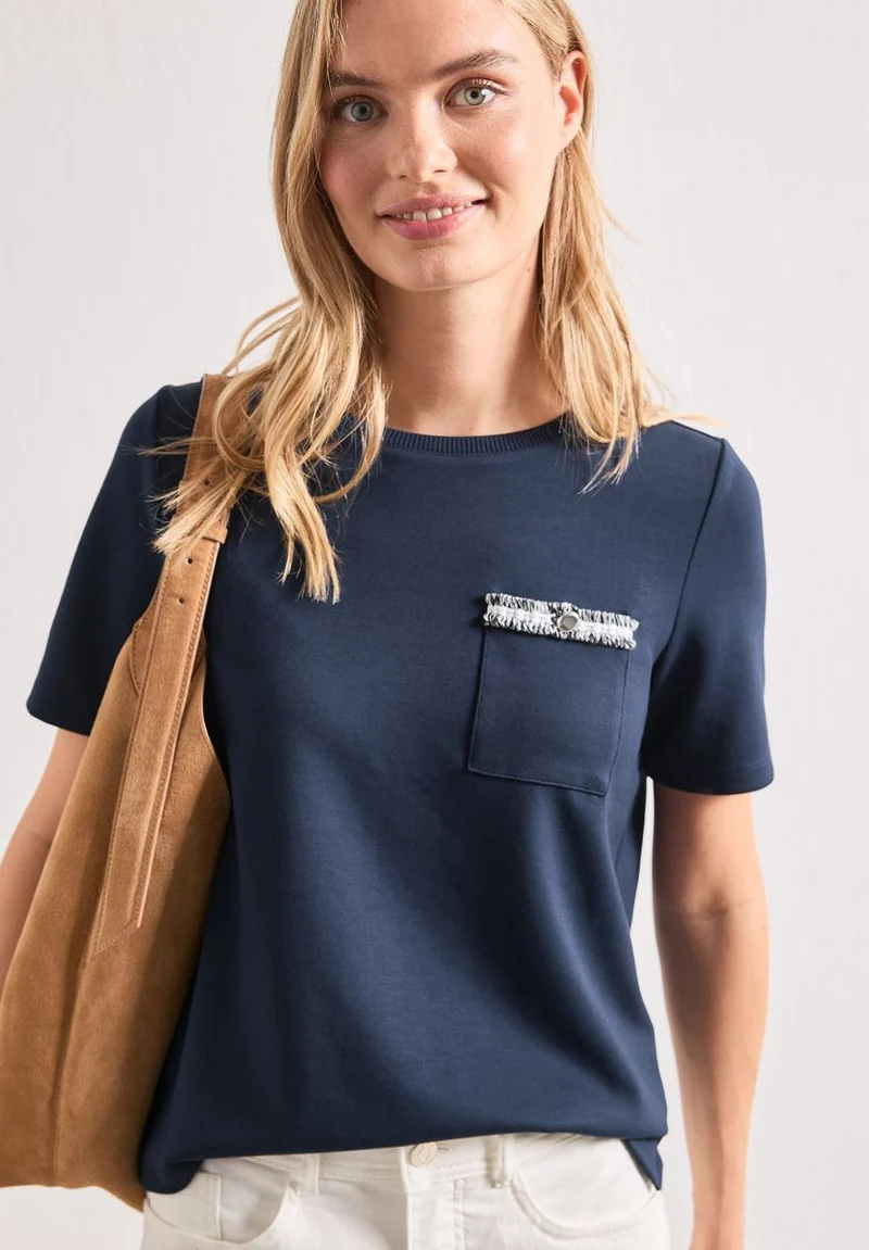 T-Shirt mit dekorativer Brusttasche