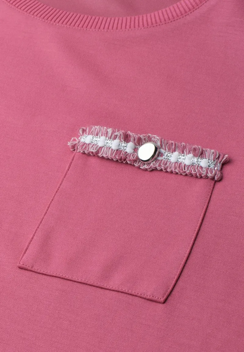 T-Shirt mit dekorativer Brusttasche