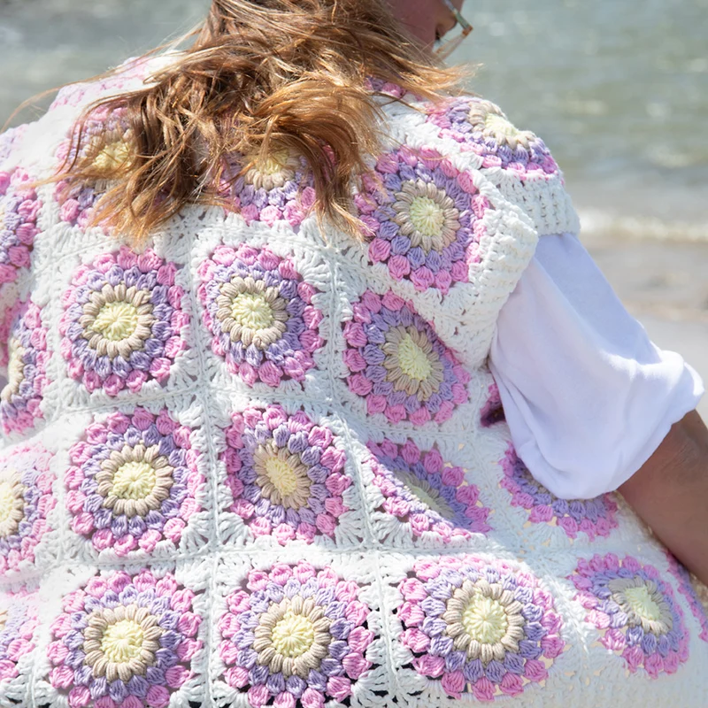 Häkelpaket „Pastel Sunset Gilet“ – Abschlussstiche