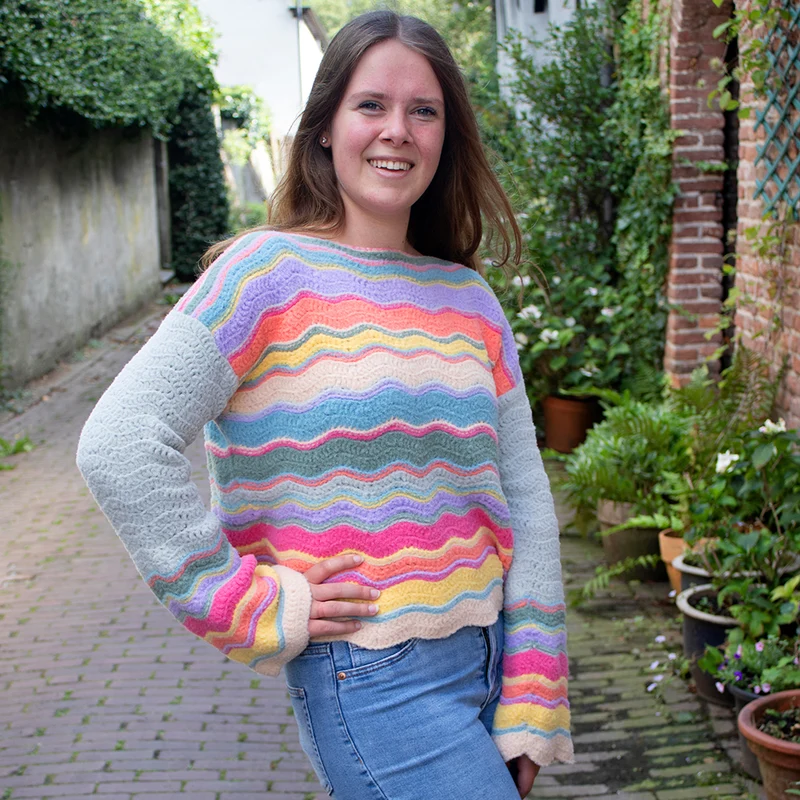 Felt-it Chevron-Streifenpullover-Häkelpaket