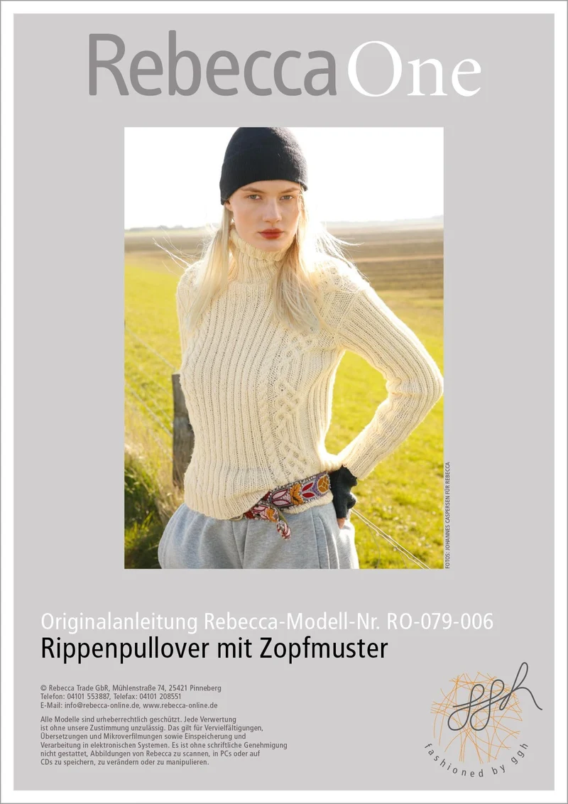 Anleitung - Rippenpullover mit Zöpfen