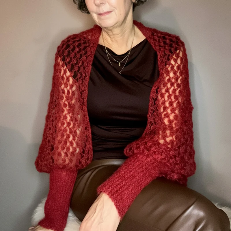Elegantes Ärmelschal-Garn- und Häkelpaket