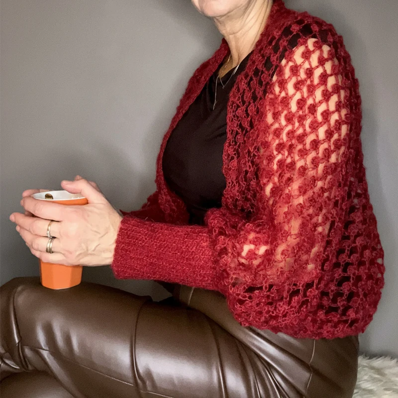Elegantes Ärmelschal-Garn- und Häkelpaket