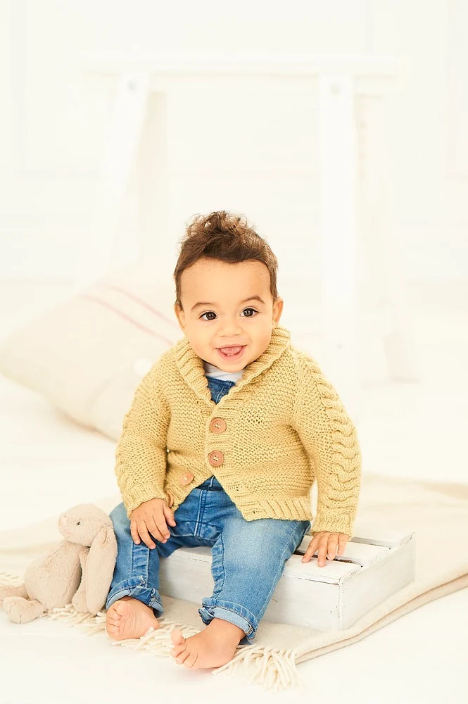 Strickanleitung Stylecraft Bambino DK Nr. 9760 Baby-Zopfmuster-Strickjacken (digital)