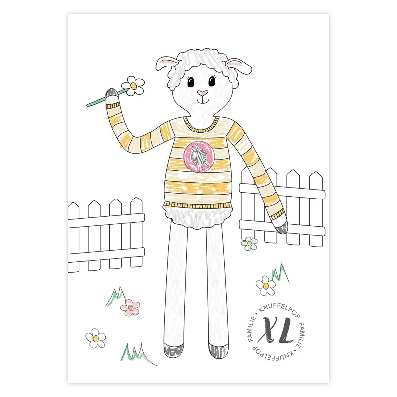 Malvorlage „Wollplatz XL Kuscheltier“ – Schaf Sara (digital)