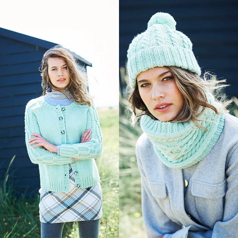 Strickanleitung „Stylecraft Special Aran With Wool Nr. 9894“: Jacke, Schal und Mütze