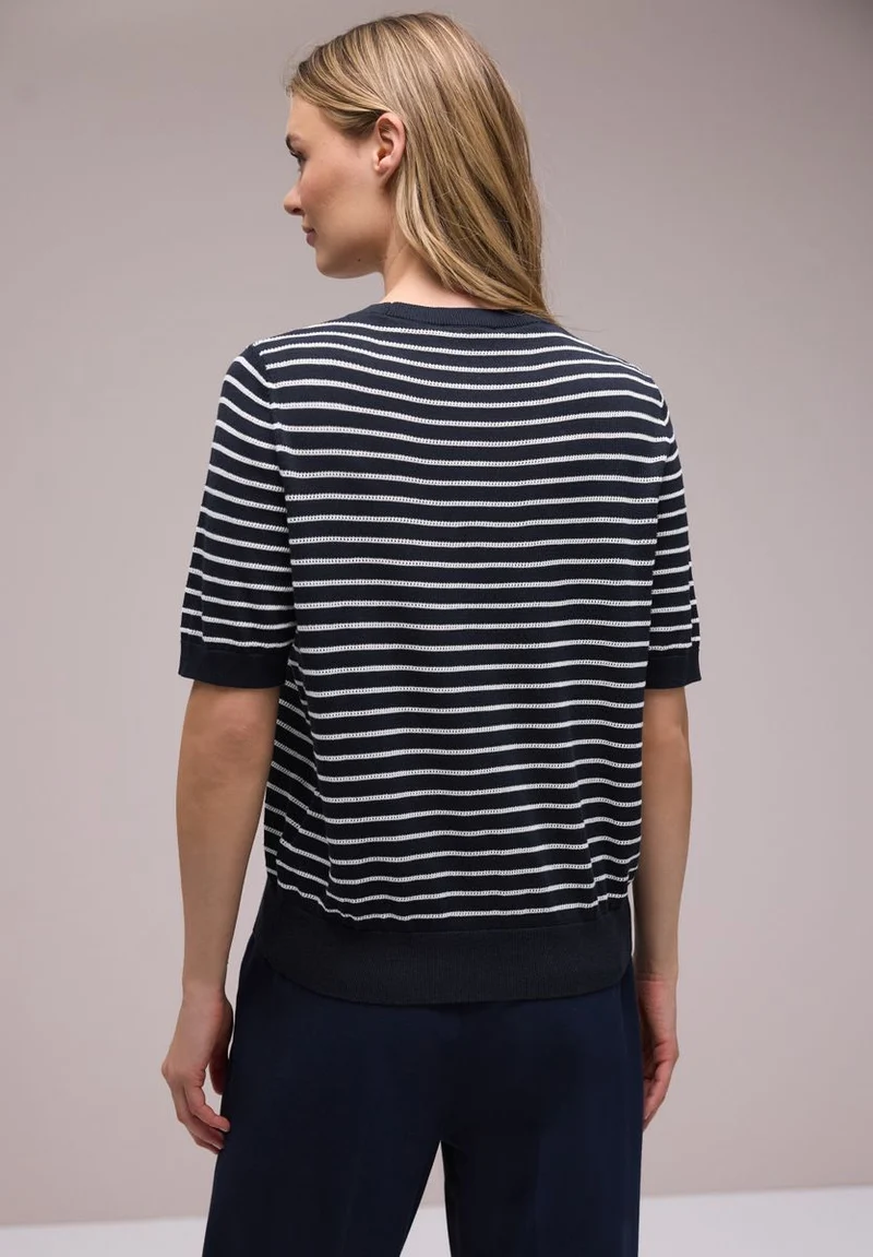 Kurzarm Pullover mit Streifenmuster