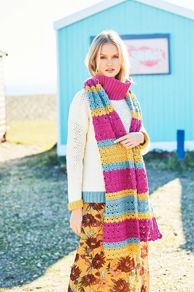 Häkelanleitung Stylecraft Bellissima DK Nr. 9633 Pullover und Schal