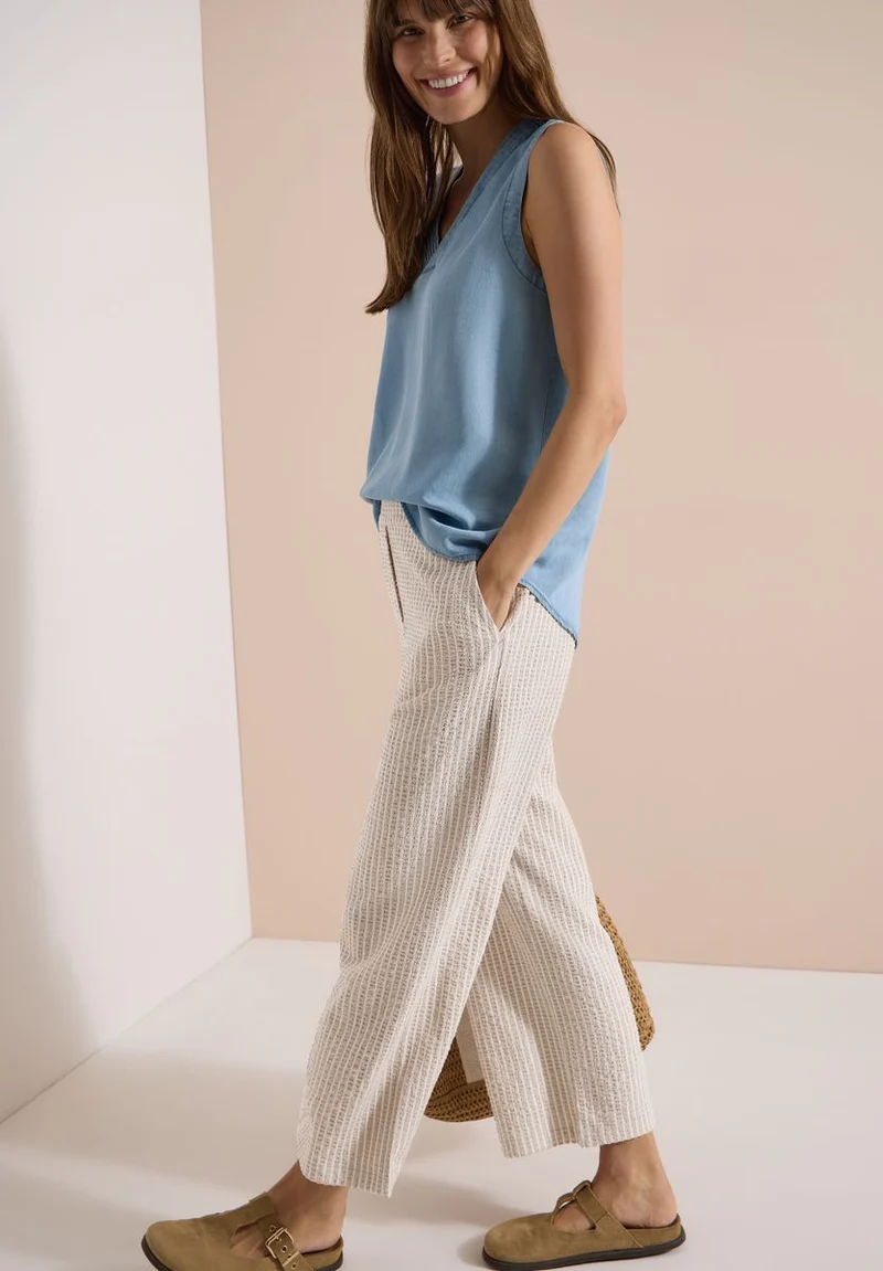 7/8 Wide Leg Hose in Seersucker-Qualität