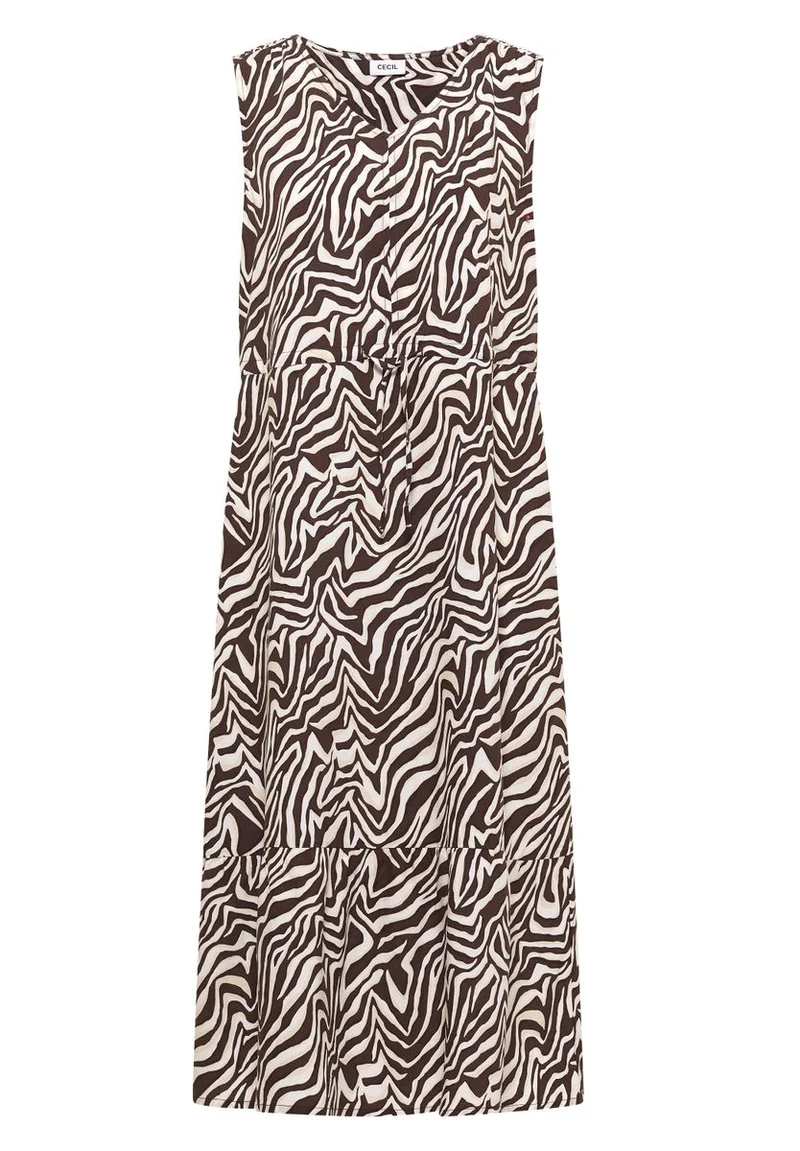 Midikleid mit V-Neck und Zebraprint
